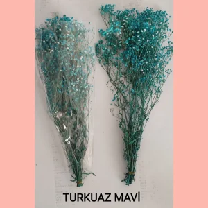 Turkuaz mavi renk şoklanmış cipso çiçeği kuru cipso çiçek